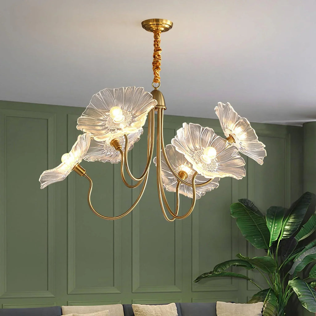 Lotus Glass Leaf Chandelier