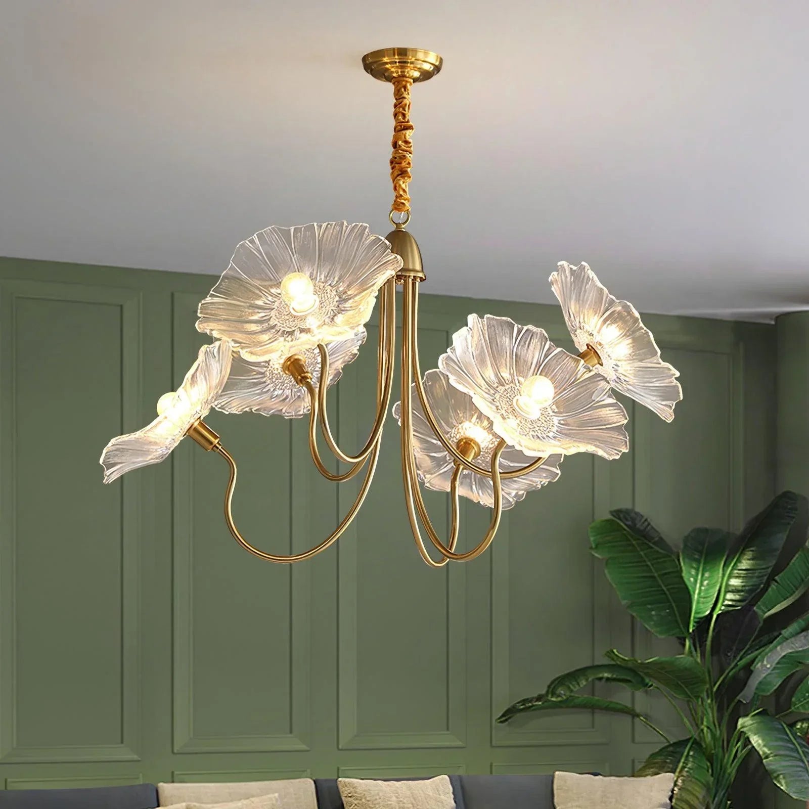 Lotus Glass Leaf Chandelier