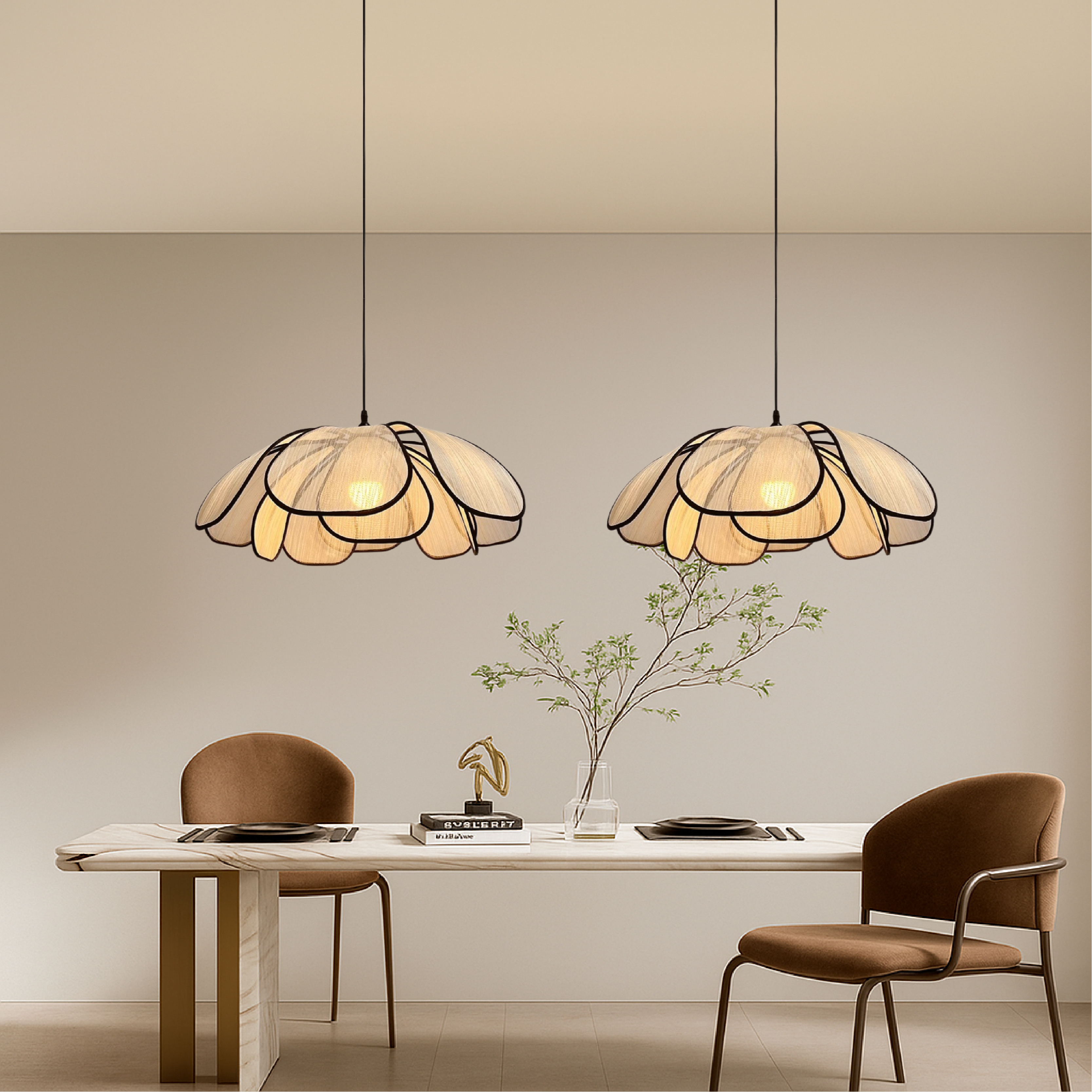 Wooden Flower Pendant Light