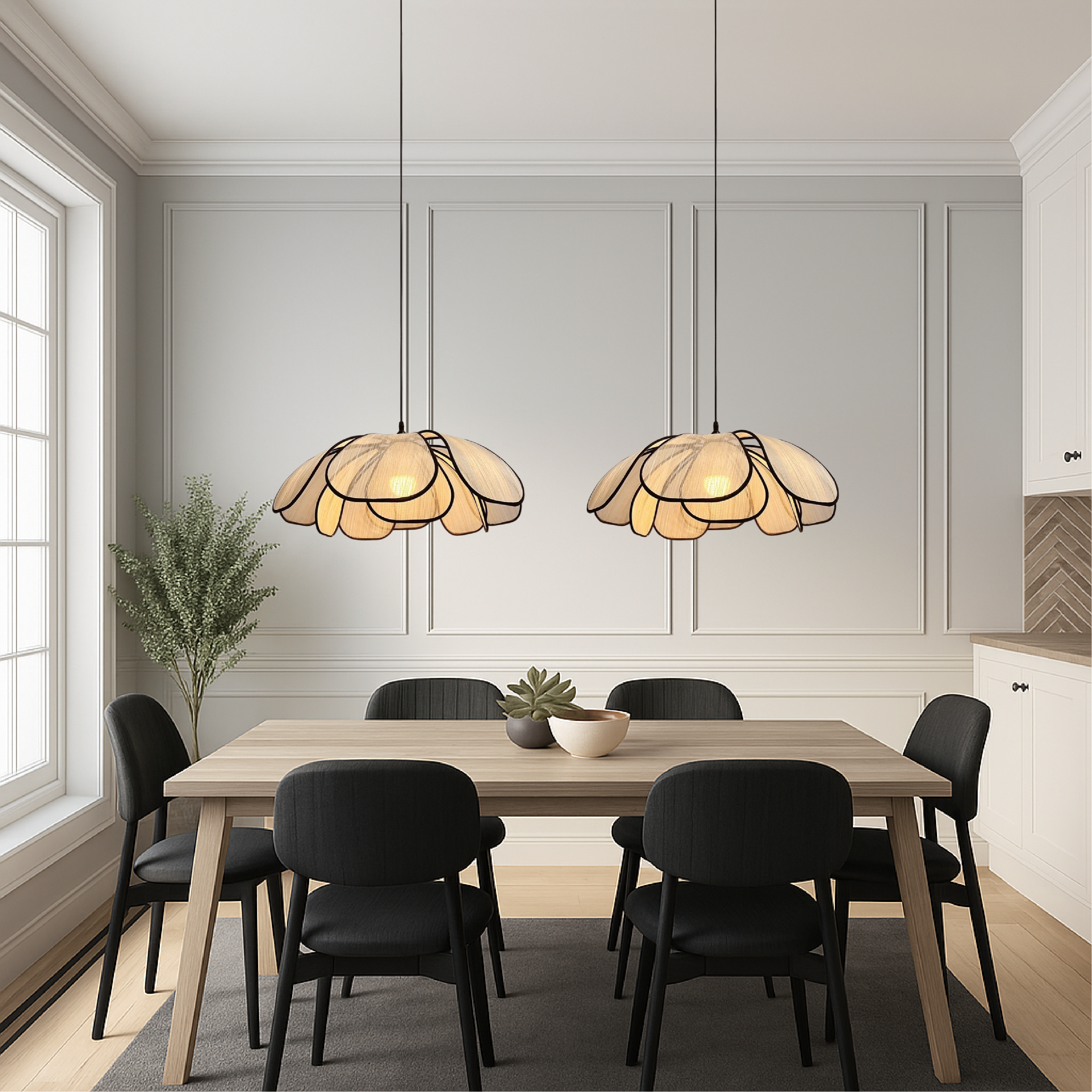 Wooden Flower Pendant Light