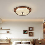 Glass And Wood Ceiling Light