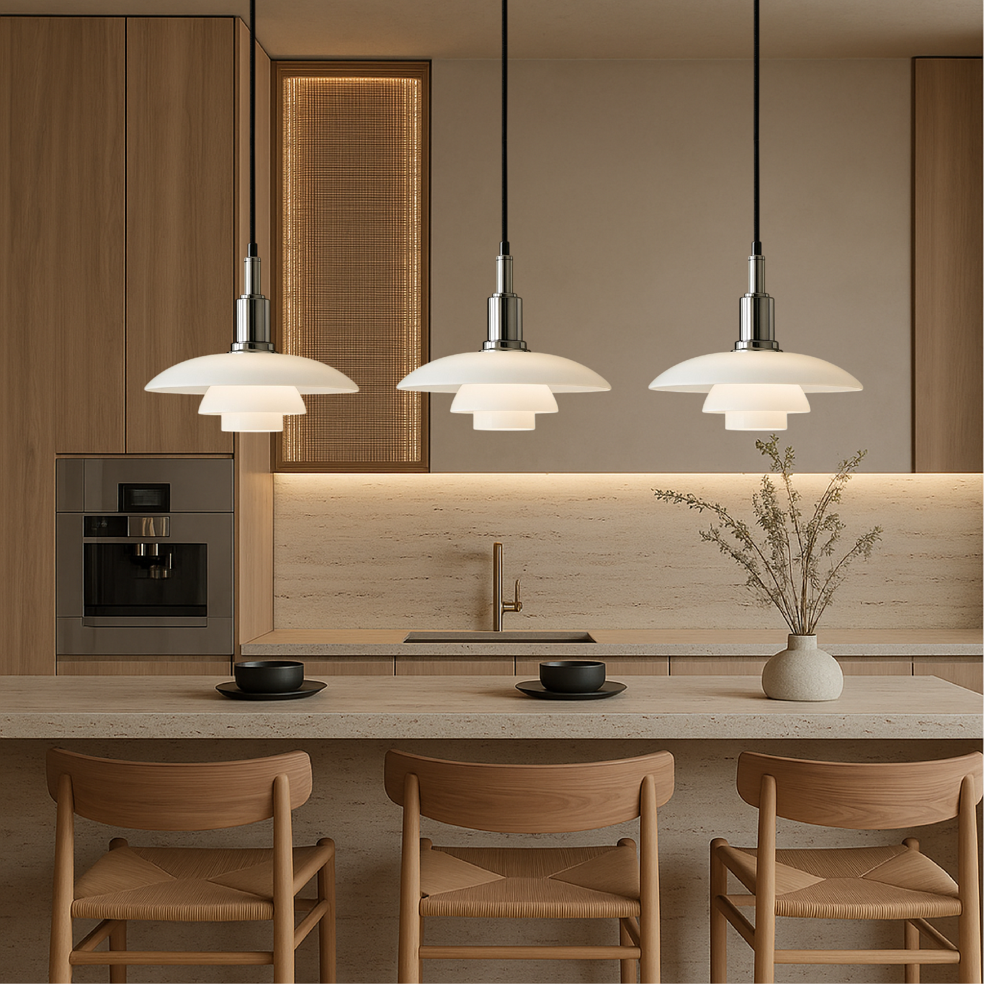 2/3 Head Danish Designer Pendant Light