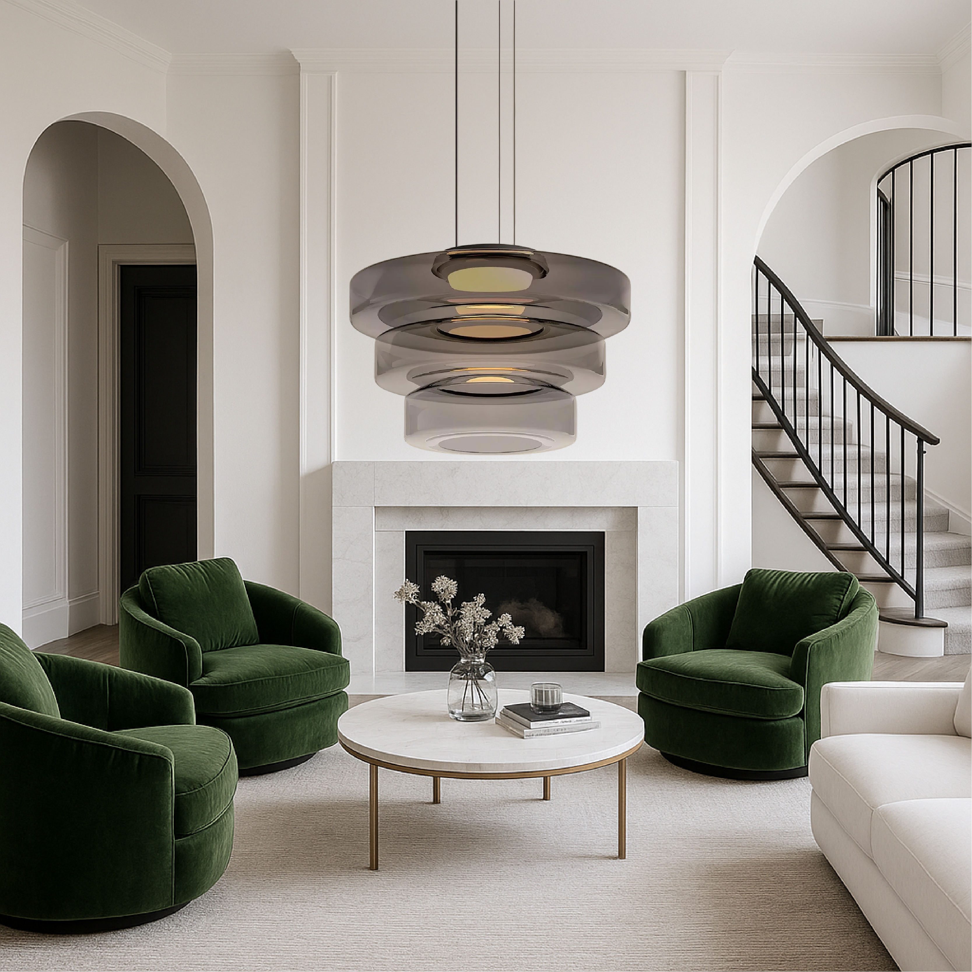 Danish Glass Bauhaus Pendant Light