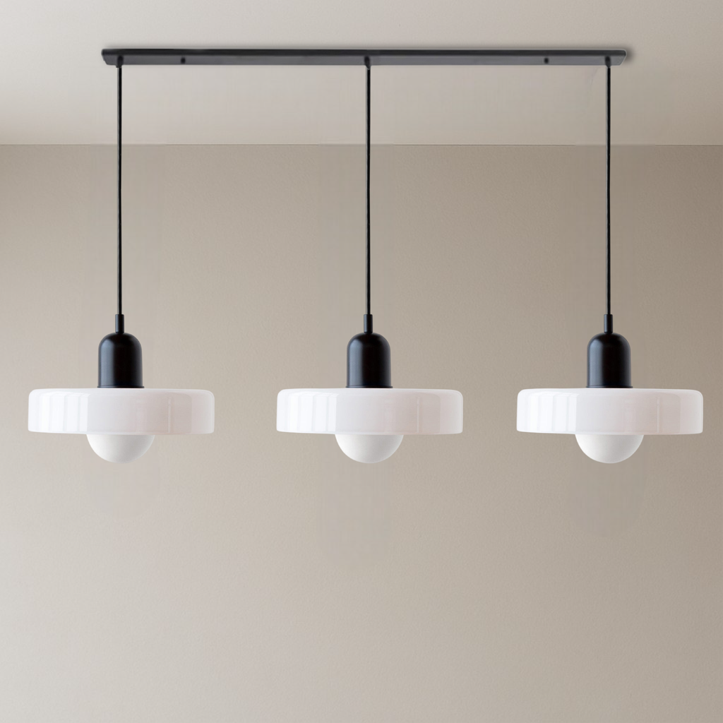 3-Head Bauhaus Colored Glass Pendant Light