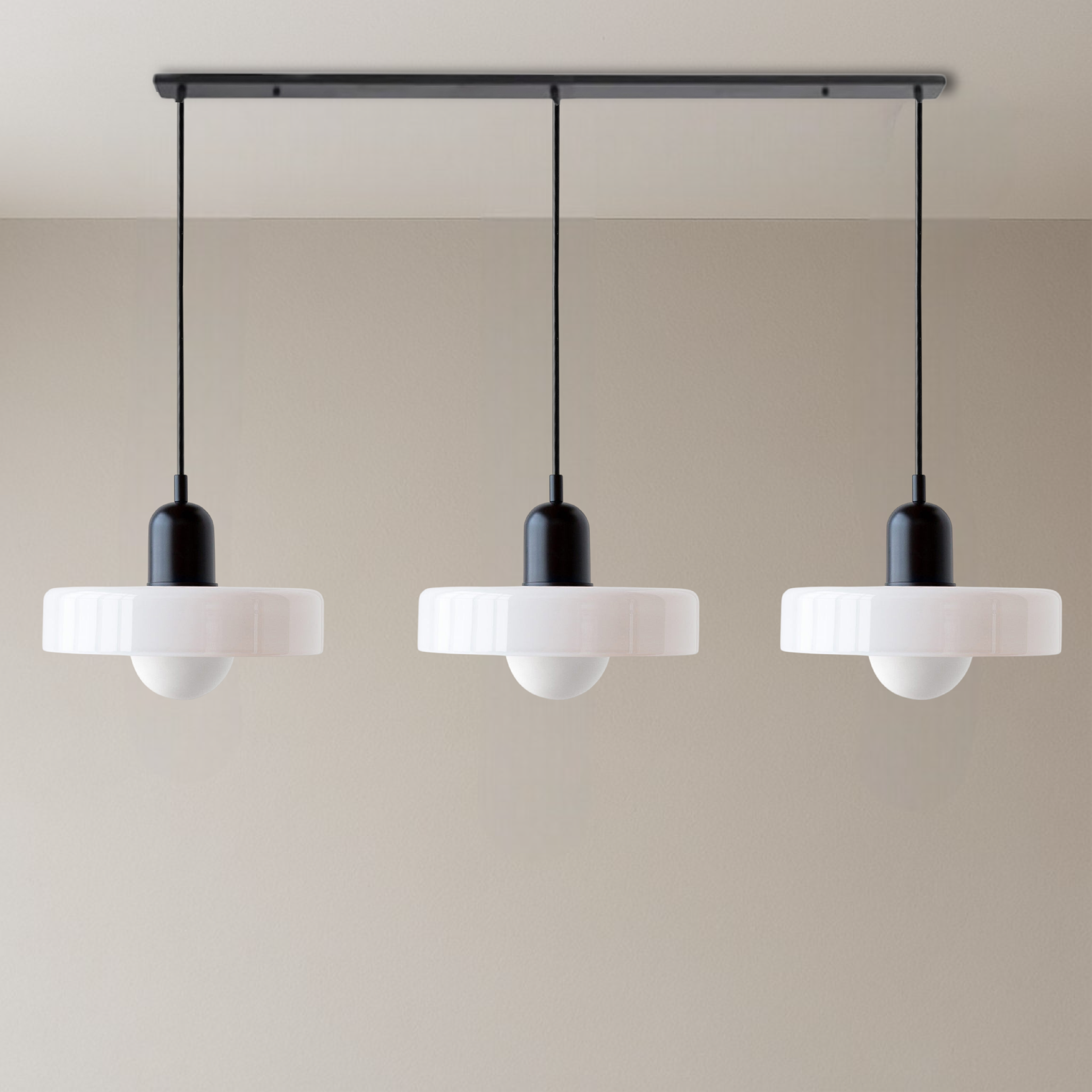 3-Head Bauhaus Colored Glass Pendant Light