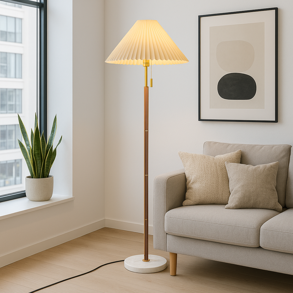 Yrus Vintage Wooden Floor Lamp