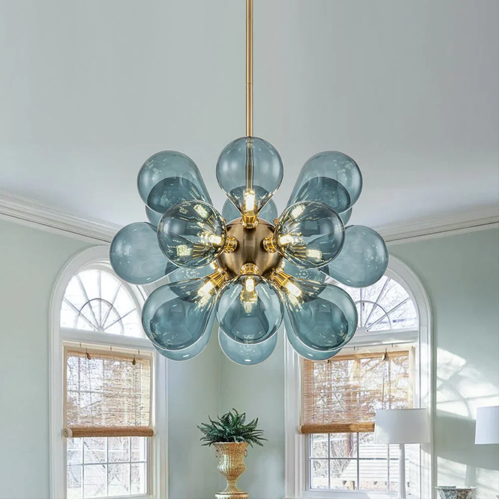 Jarise's Blue Glass Cluster Chandelier
