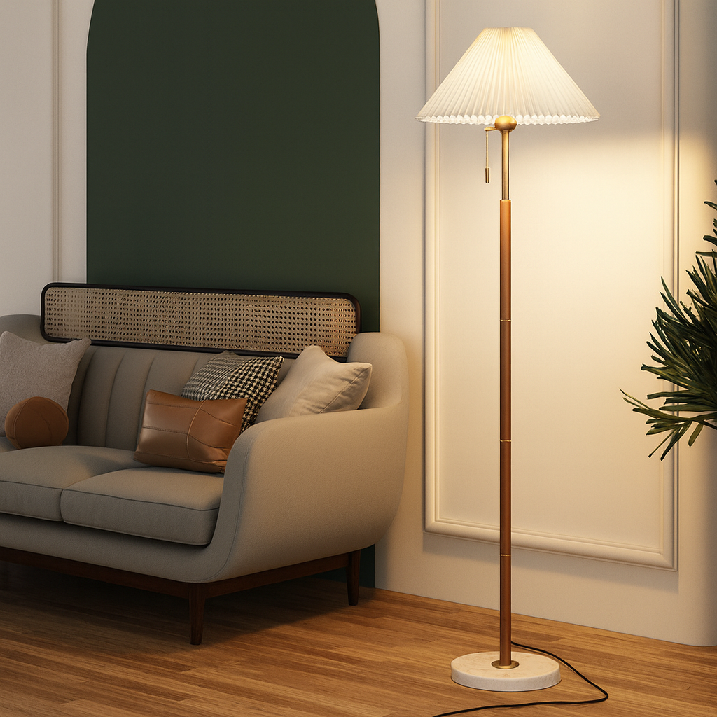 Yrus Vintage Wooden Floor Lamp